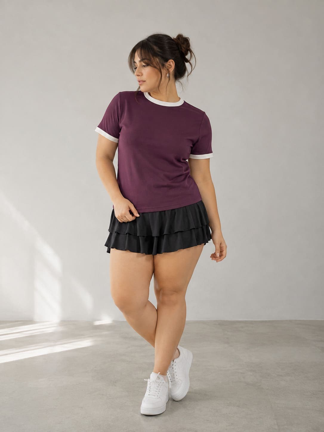 Remera ringer bordo