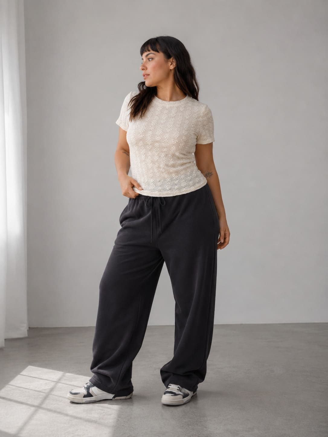 Remera texturizada crema